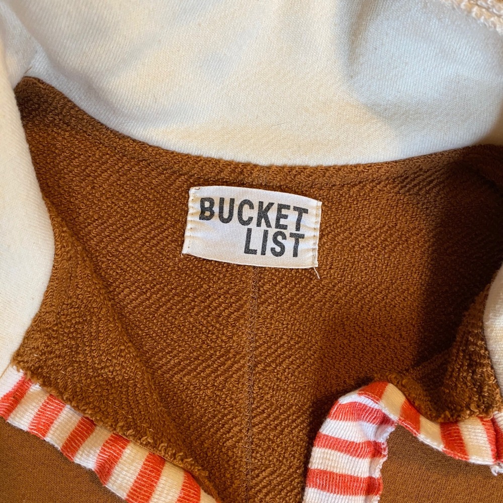 Bucket List Womens Rust Brown Oversized Rugby Sweatshirt Colorblock Striped Med - Picture 5 of 6